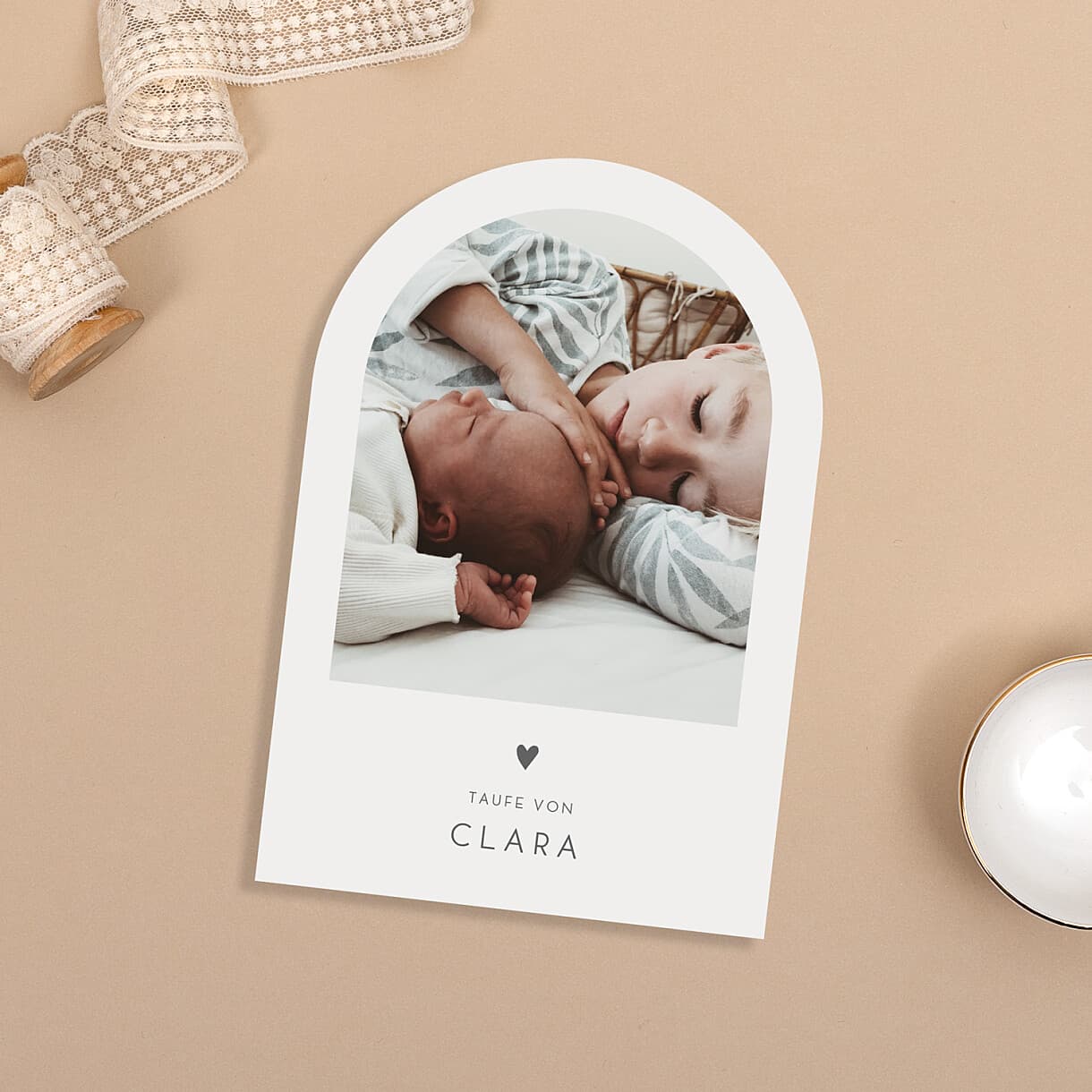 Taufeinladung Elegant Herz