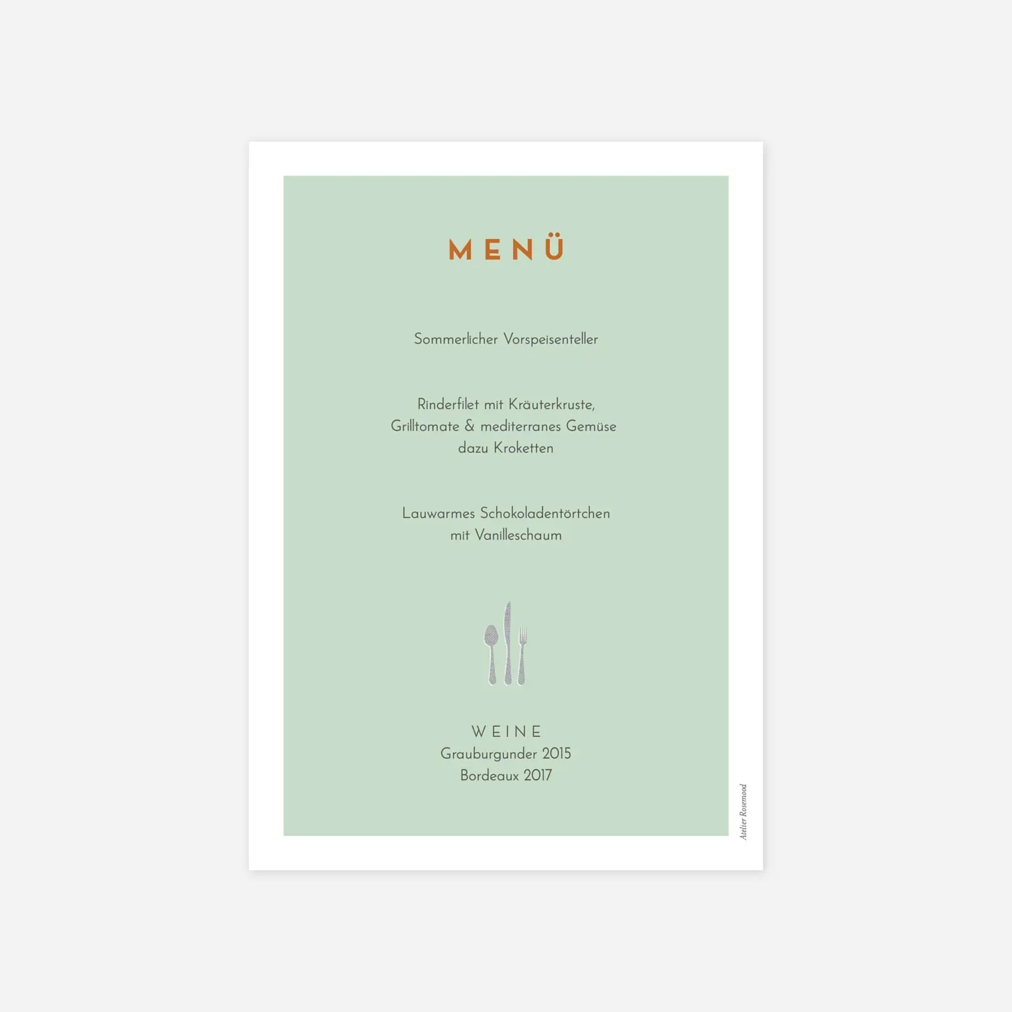 Menükarte Taufe Kleine Kirche