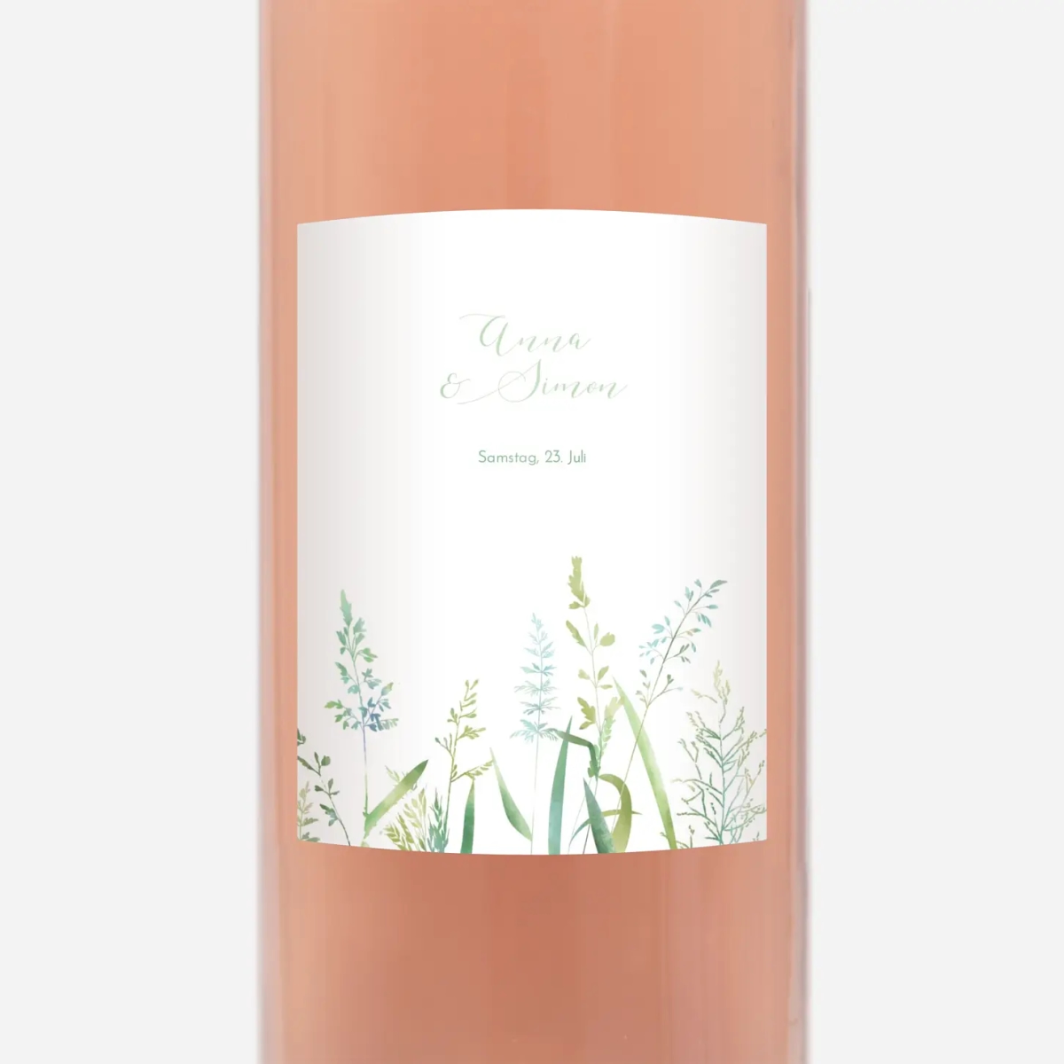 Flaschenetikett Hochzeit Sommerwiese