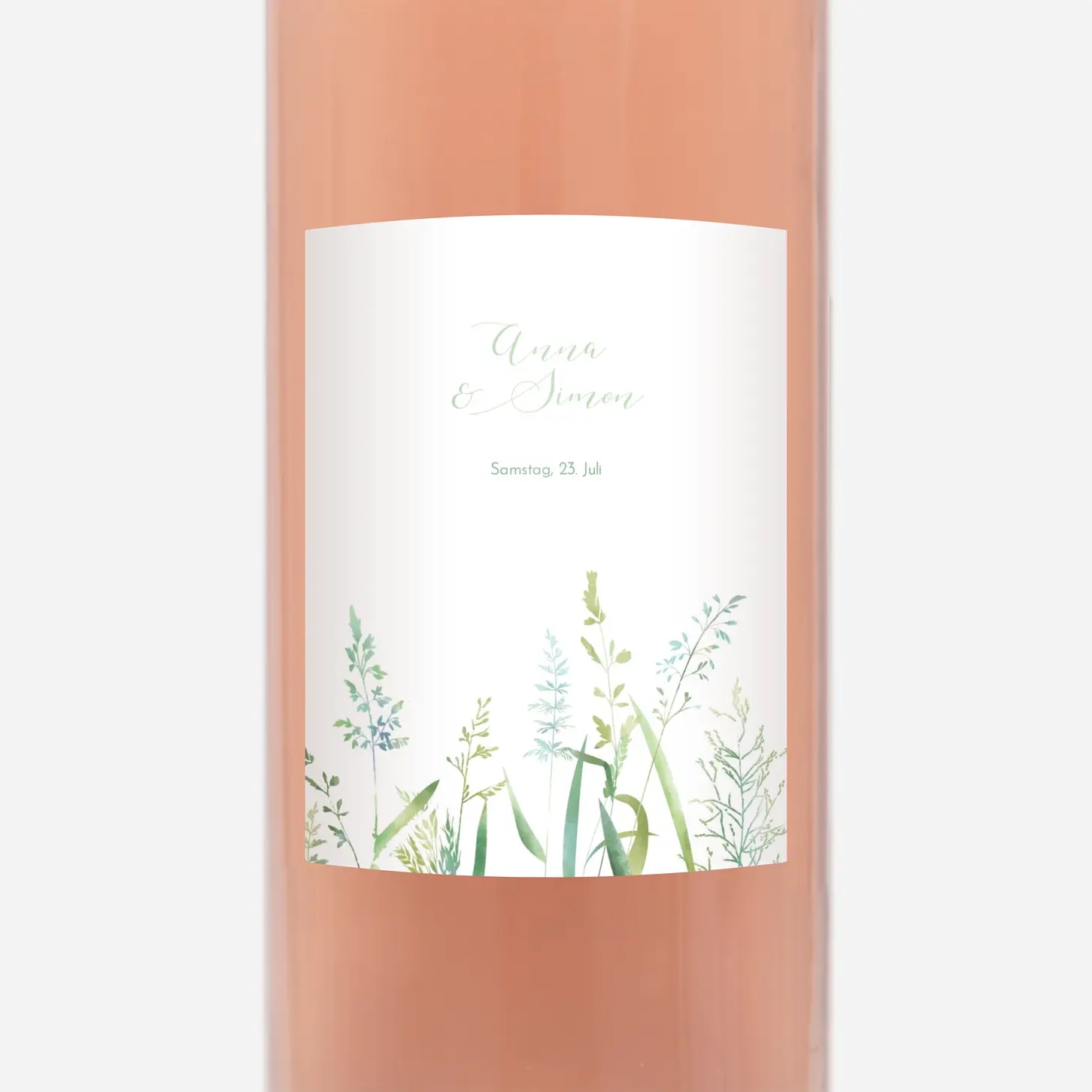 Flaschenetikett Hochzeit Sommerwiese