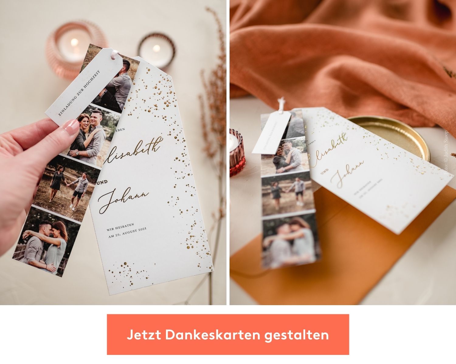 Dankeskarten für die Hochzeit.