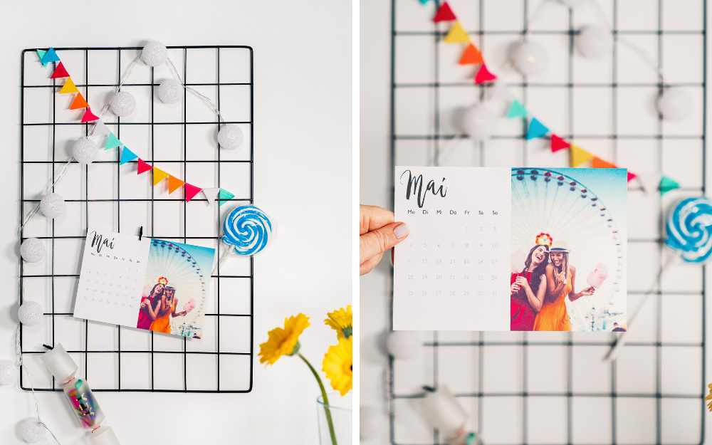 Memoboard im Sommer selber machen: mit Girlande & Lichterkette.