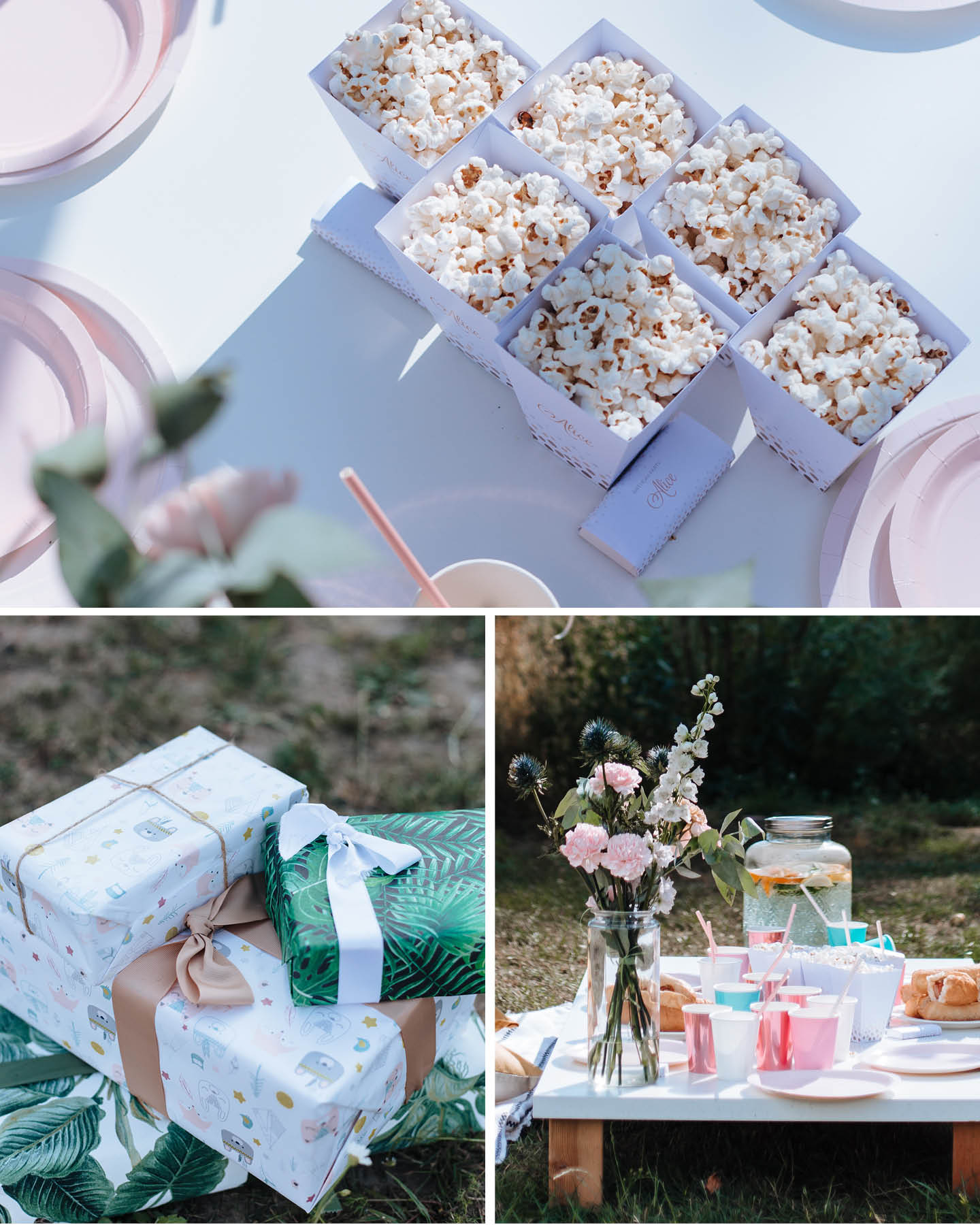 Geschenketisch Kindergeburtstag im Garten