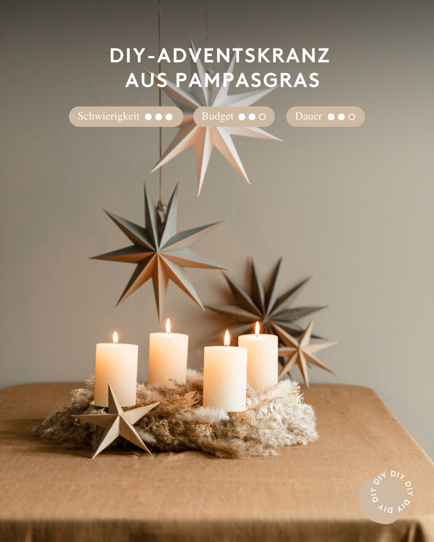 DIY-Adventskrans aus Pampasgras