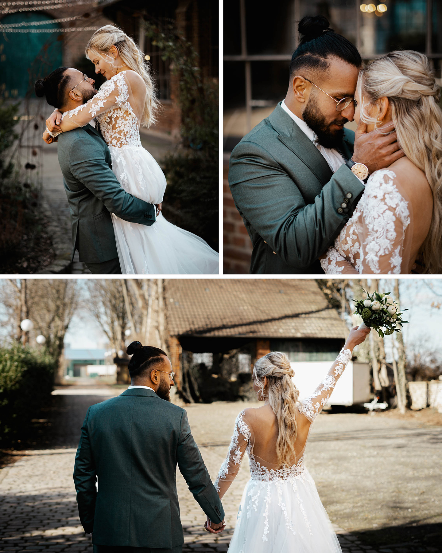  Hochzeitshooting im Freien von Braut und Bräutigam.