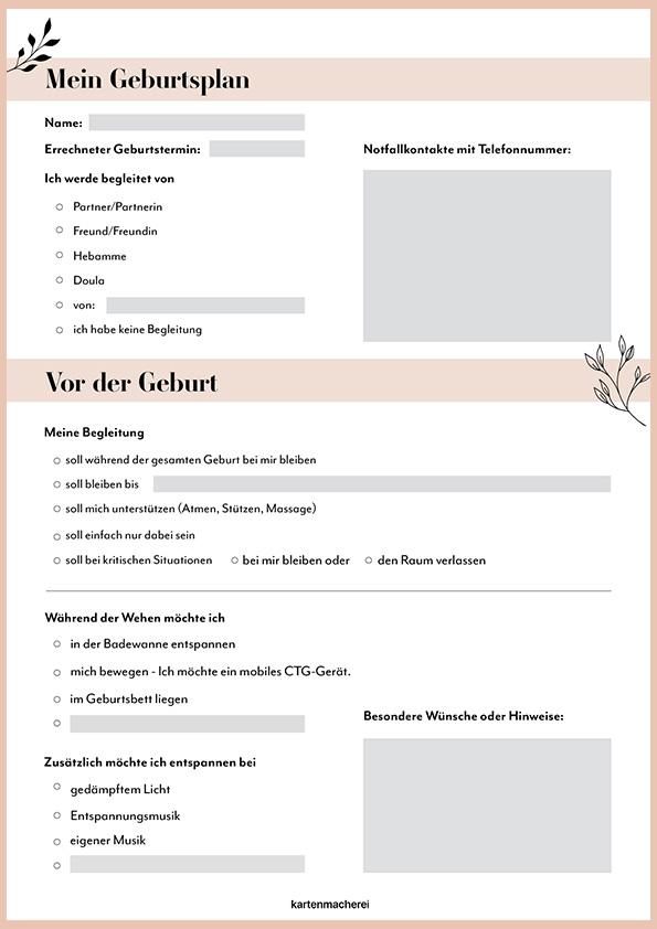 Geburtsplan PDF zum Downloaden und Ausfüllen am Computer
