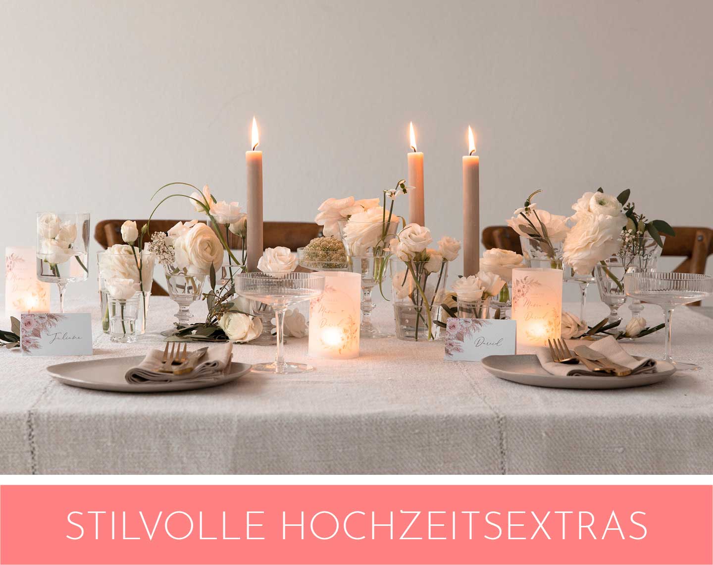 Hochzeitstafel mi vielen Extras