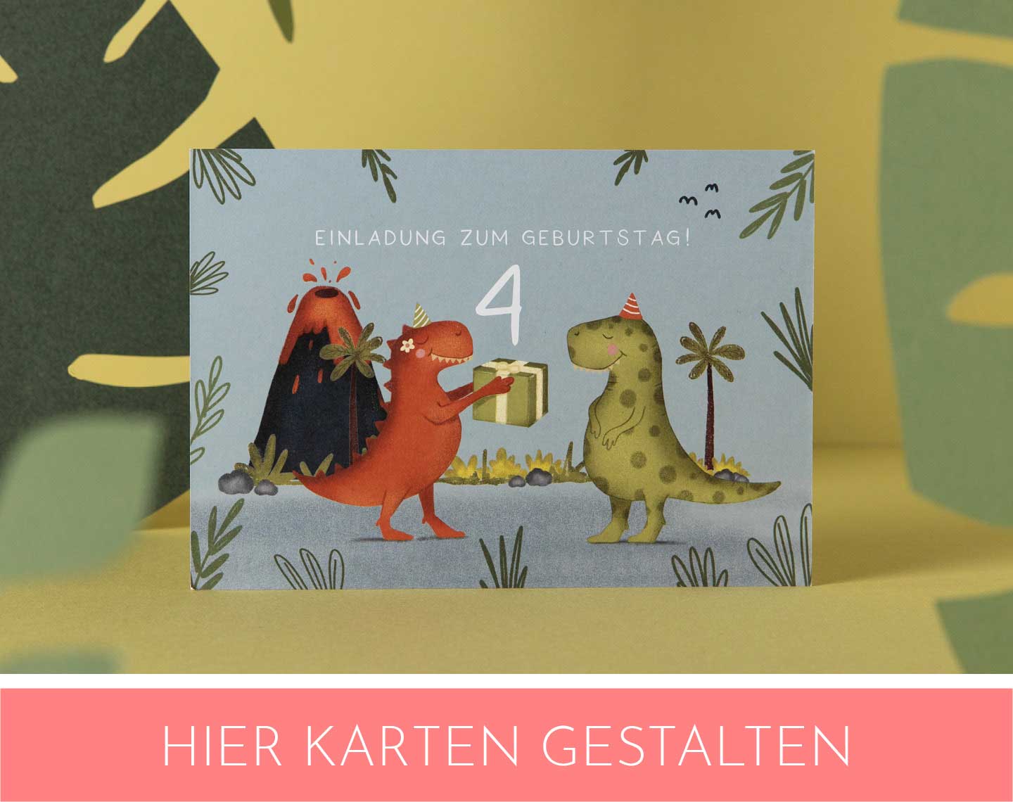 Einladung zum Kindergeburtstag mit Dinosauriern