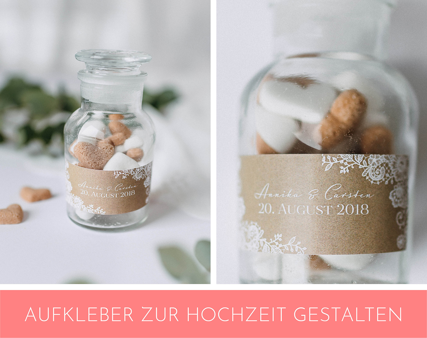 Geschenkaufkleber zur Hochzeit.