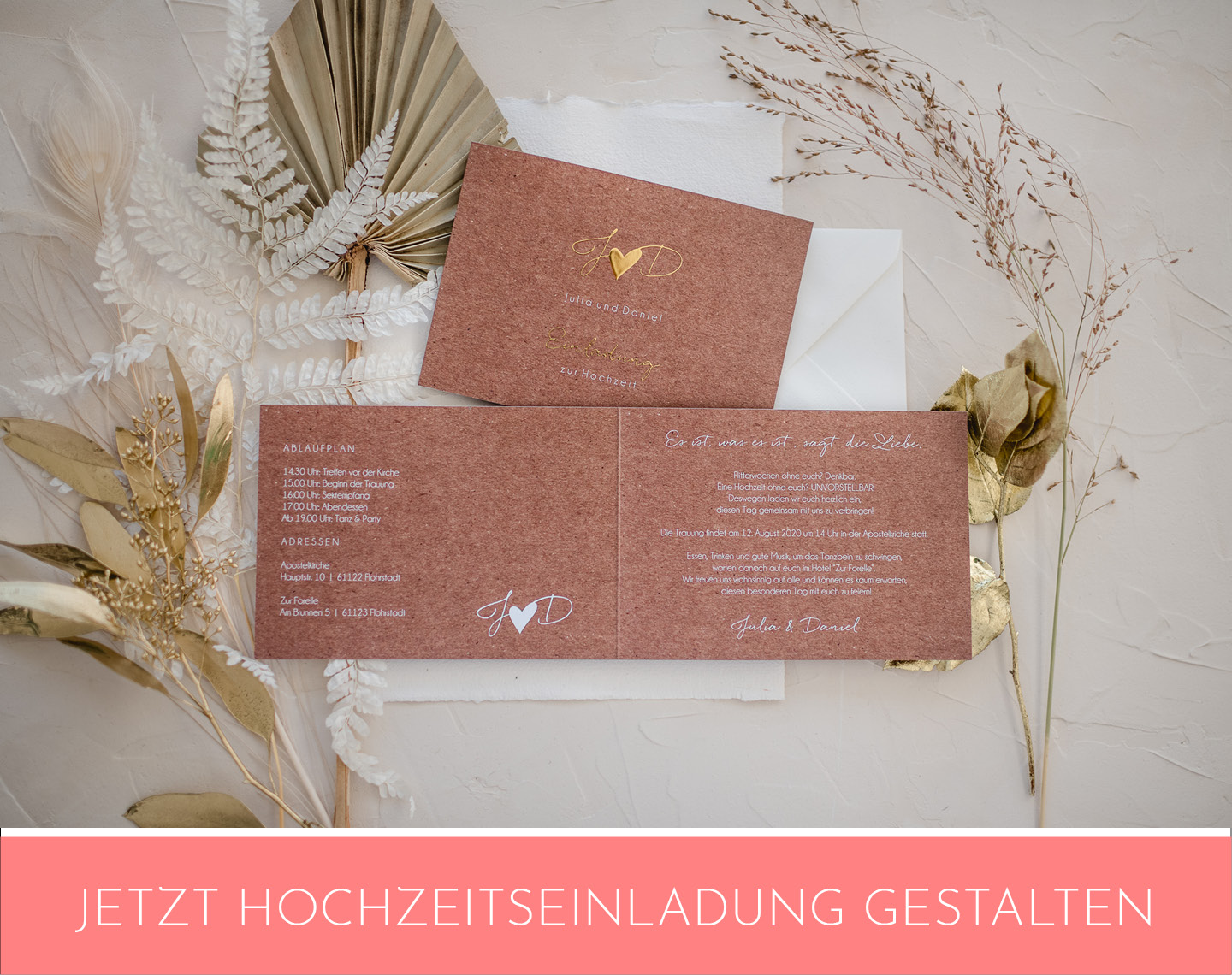 Hochzeitseinladungen online gestalten