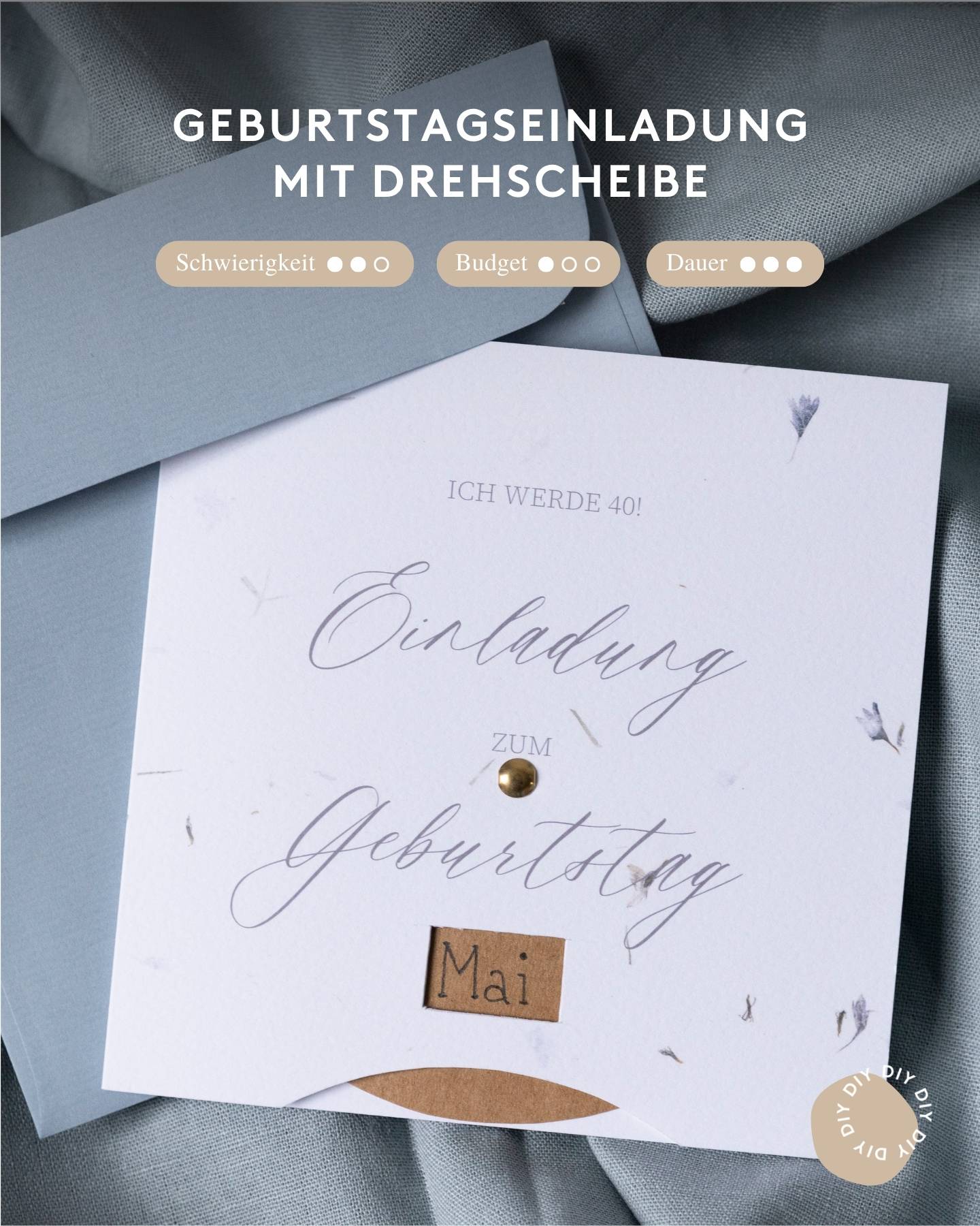 Interaktive Geburtstagseinladung mit DIY-Drehscheibe selber basteln.